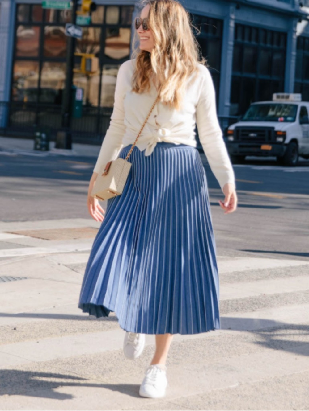 J. McLaughlin Pleated Denim Skirt